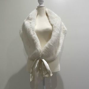 White faux fur shawl